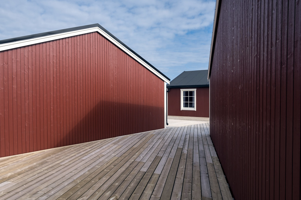 Case rosse tradizionali delle isole Lofoten